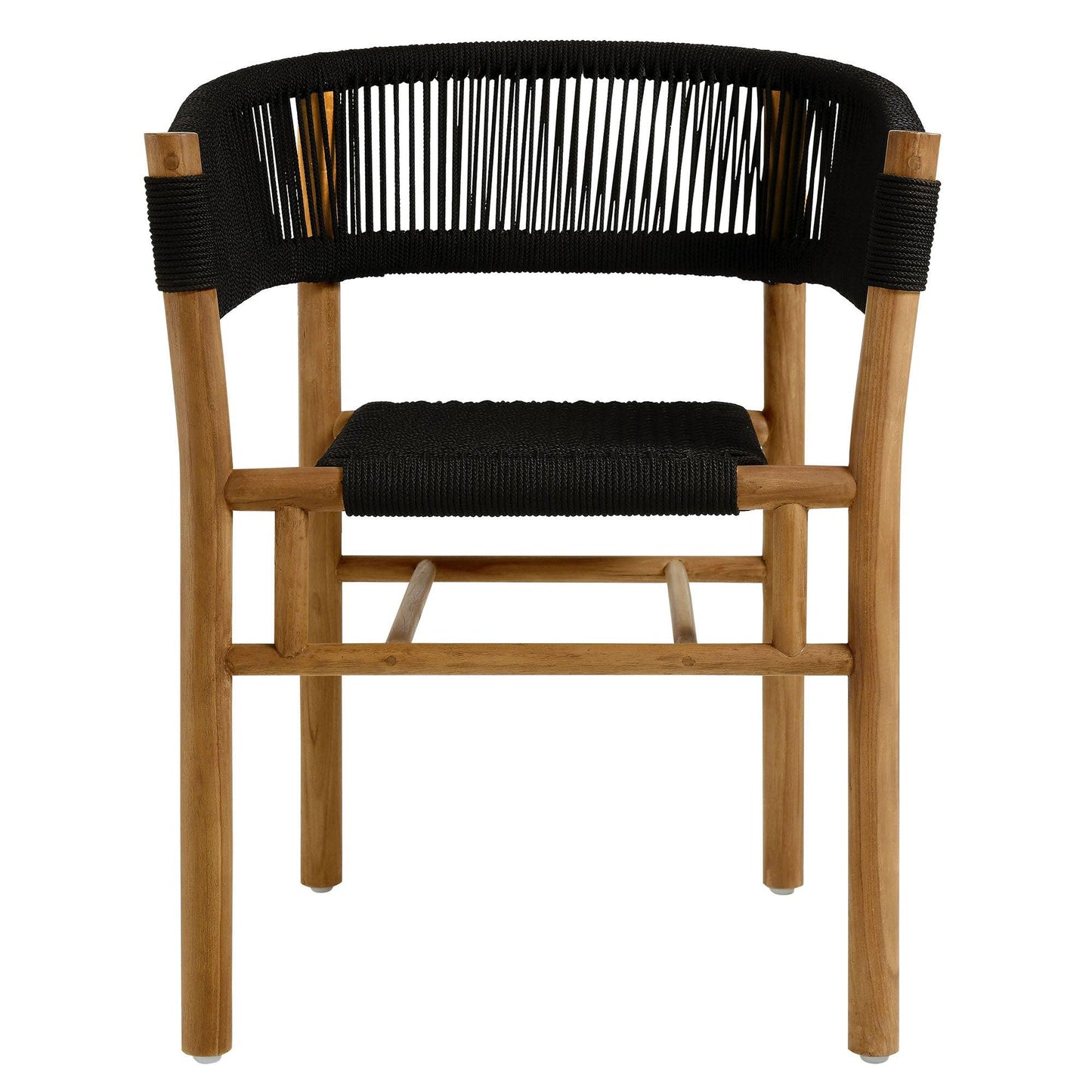 Vienna Outdoor Patio Teak and Rope Curved-Back Dining Armchairs Set of 2 by Modway FredCo