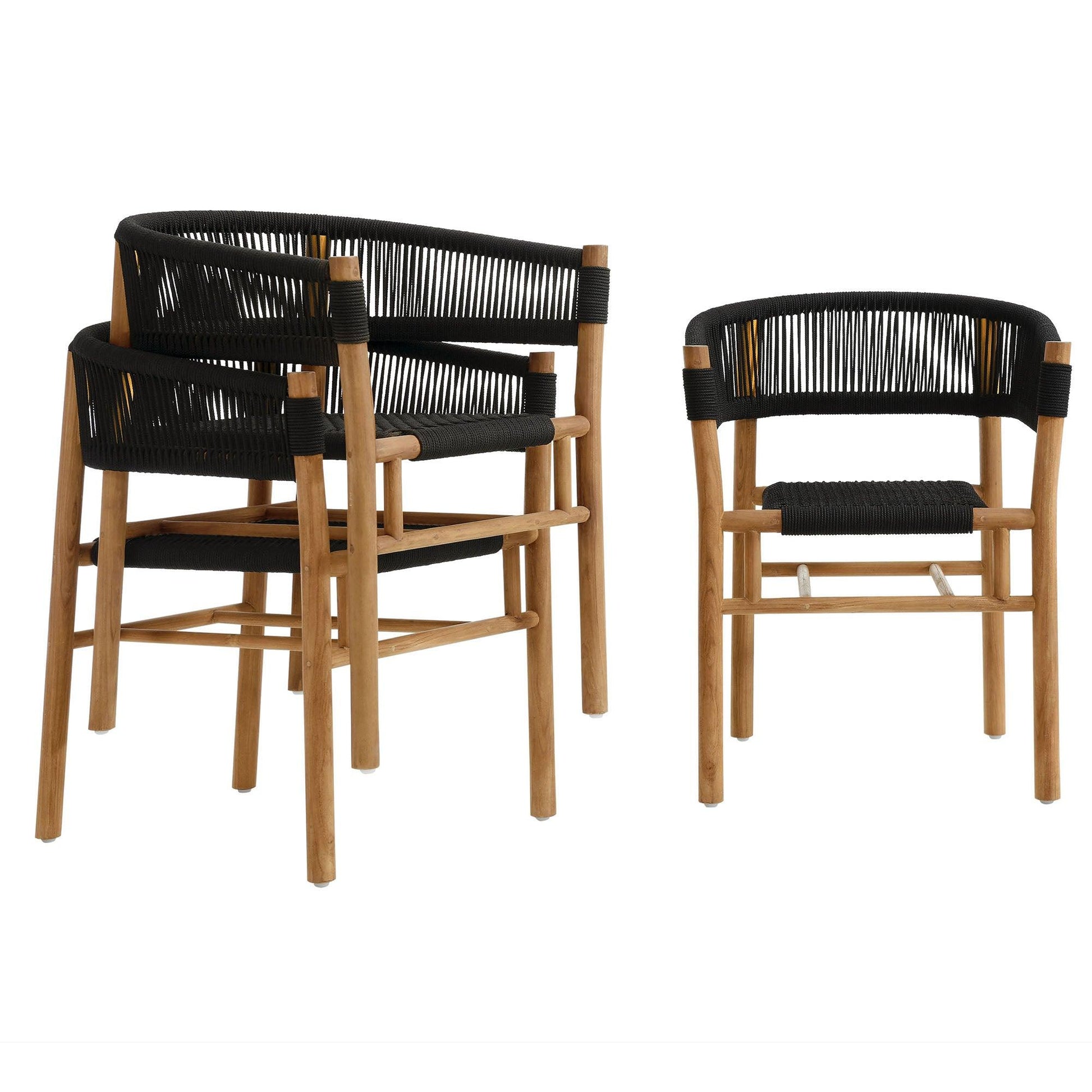 Vienna Outdoor Patio Teak and Rope Curved-Back Dining Armchairs Set of 2 by Modway FredCo