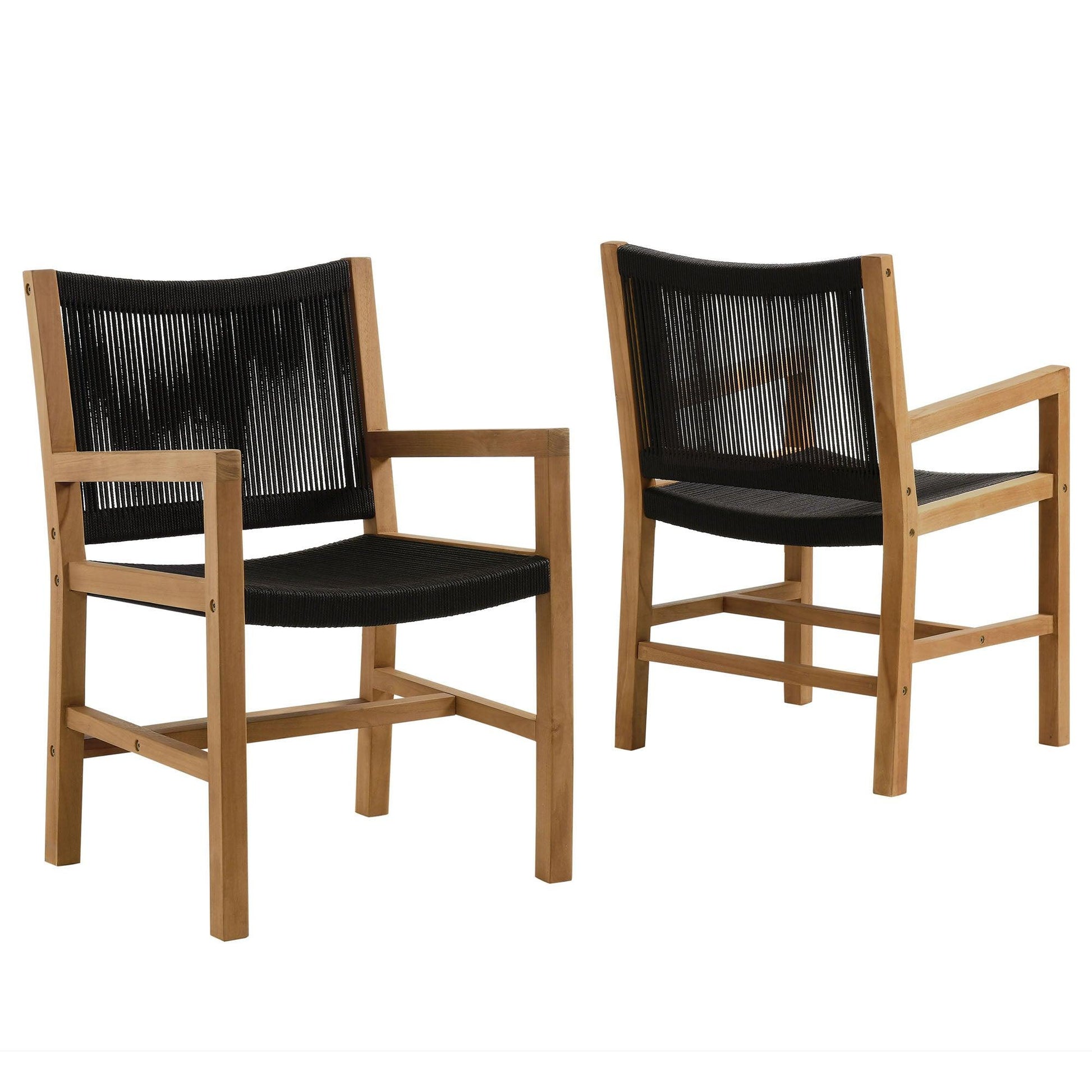 Vienna Outdoor Patio Teak and Rope Dining Armchairs Set of 2 by Modway FredCo