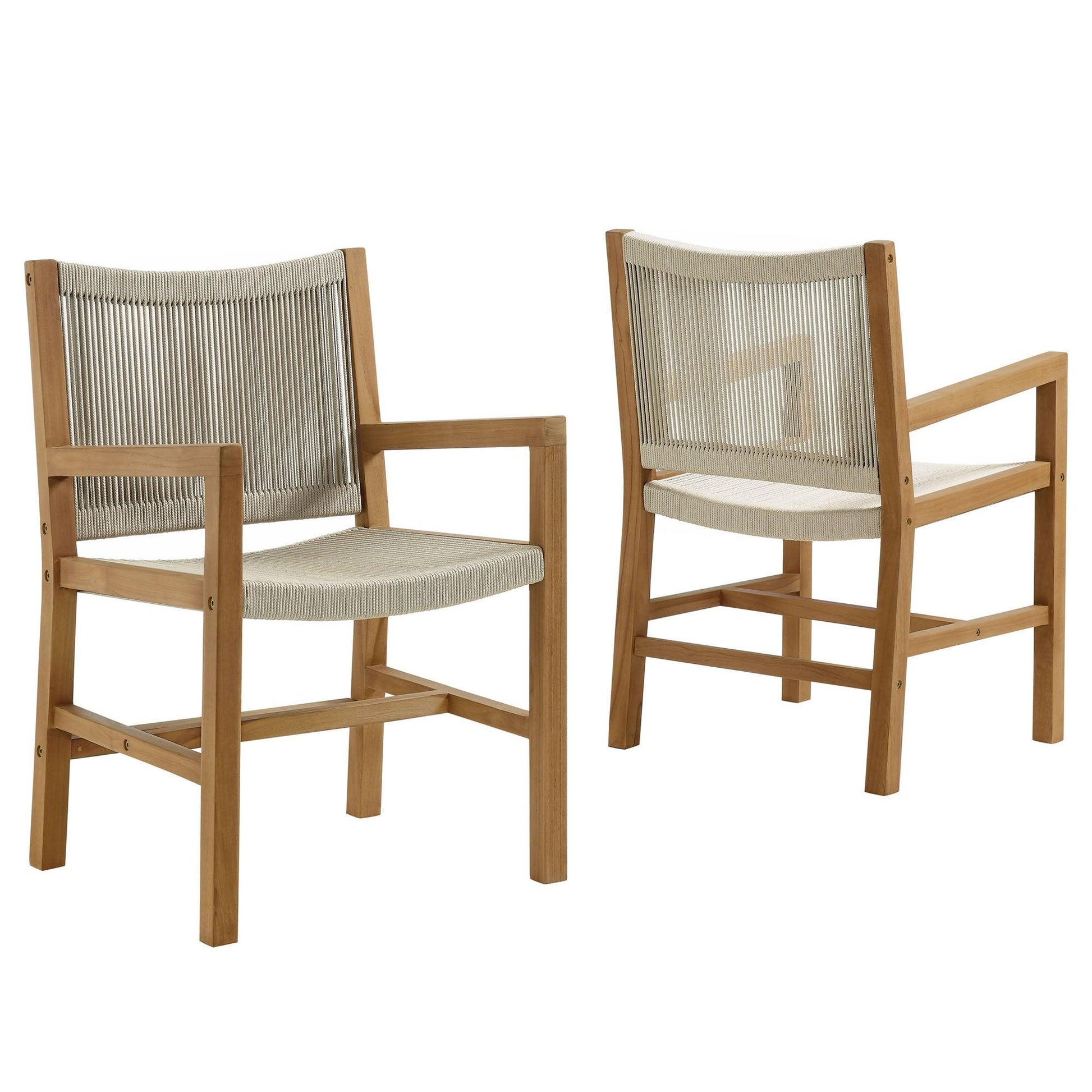 Vienna Outdoor Patio Teak and Rope Dining Armchairs Set of 2 by Modway FredCo