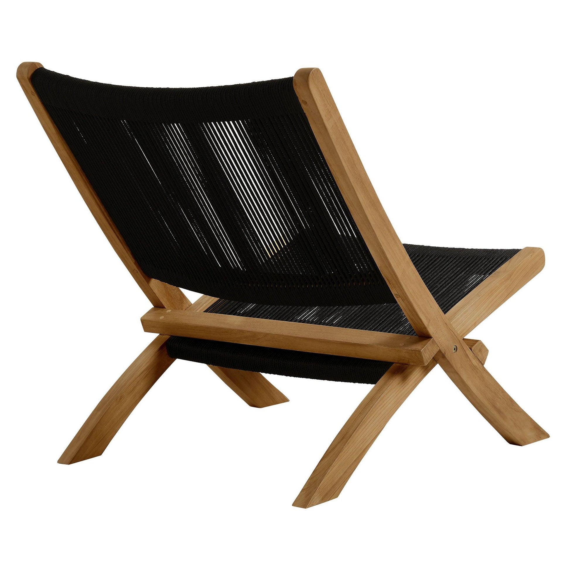Vienna Outdoor Patio Teak and Rope Folding Accent Lounge Chair by Modway FredCo