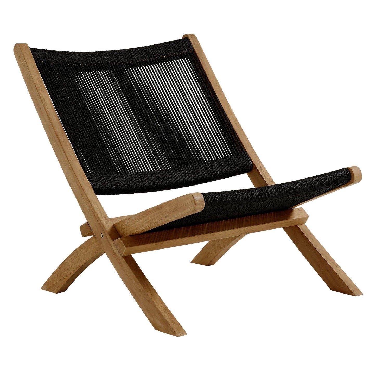 Vienna Outdoor Patio Teak and Rope Folding Accent Lounge Chair by Modway FredCo
