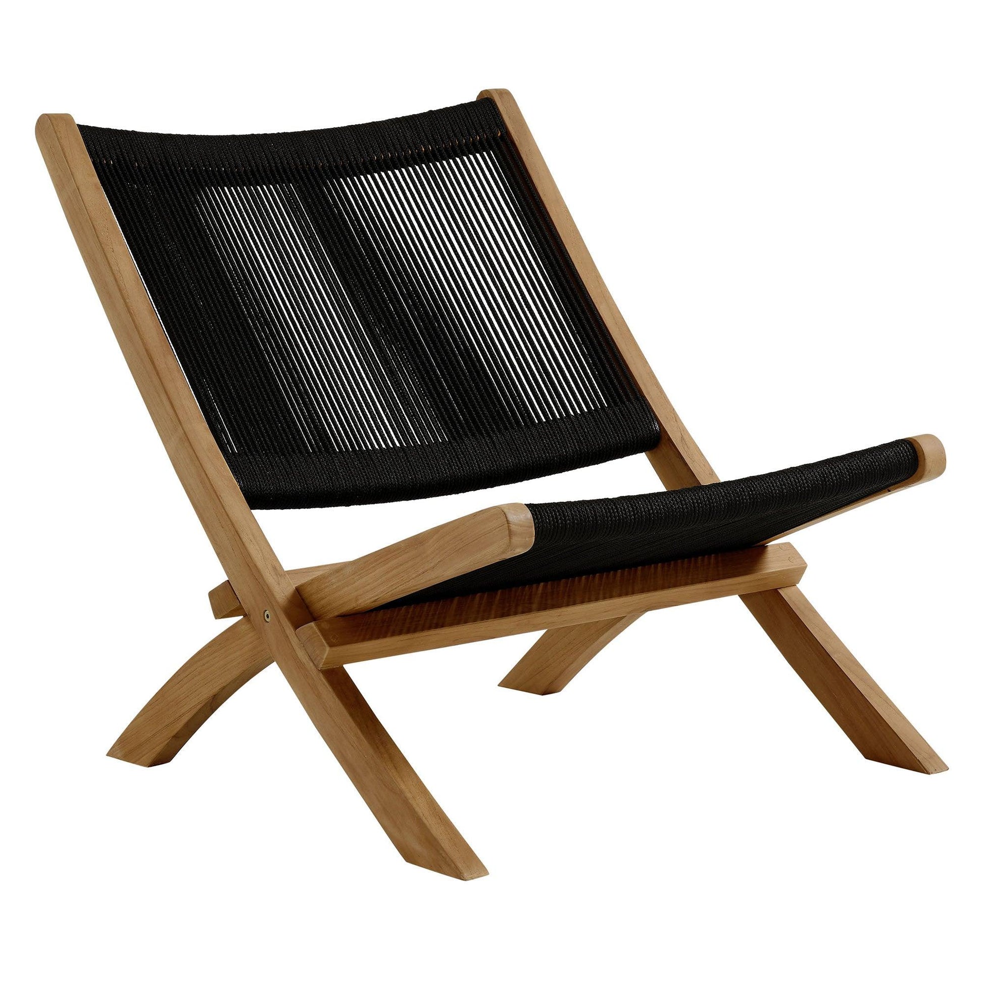 Vienna Outdoor Patio Teak and Rope Folding Accent Lounge Chair by Modway FredCo