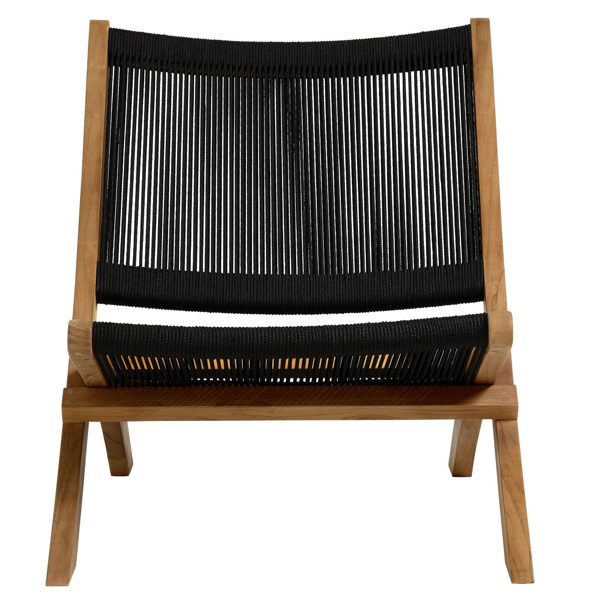 Vienna Outdoor Patio Teak and Rope Folding Accent Lounge Chair by Modway FredCo