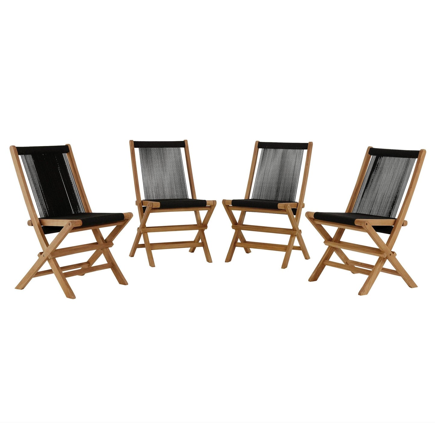 Vienna Outdoor Patio Teak and Rope Folding Chairs Set of 4 by Modway FredCo