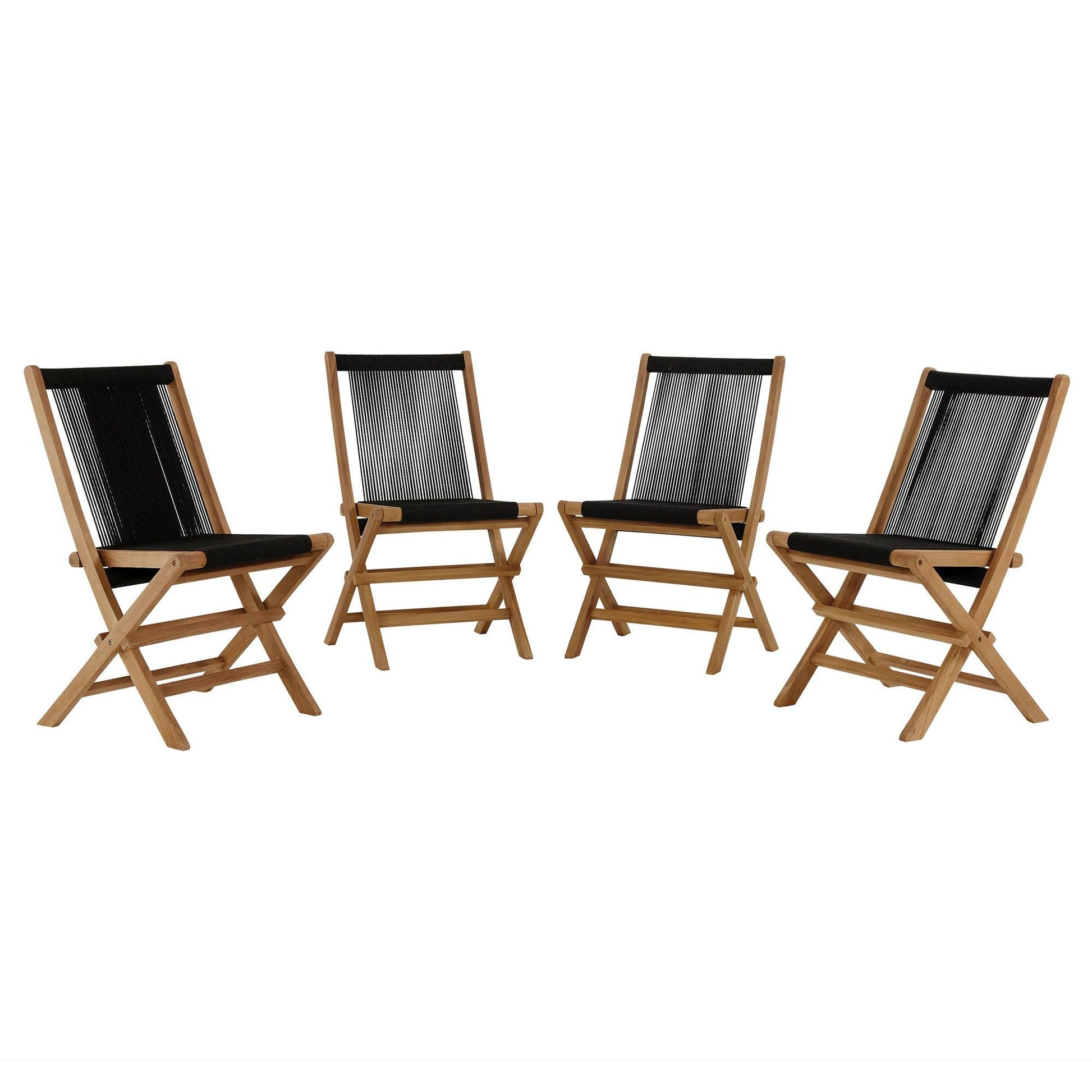 Vienna Outdoor Patio Teak and Rope Folding Chairs Set of 4 by Modway FredCo
