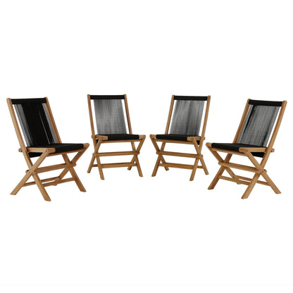 Vienna Outdoor Patio Teak and Rope Folding Chairs Set of 4 by Modway FredCo