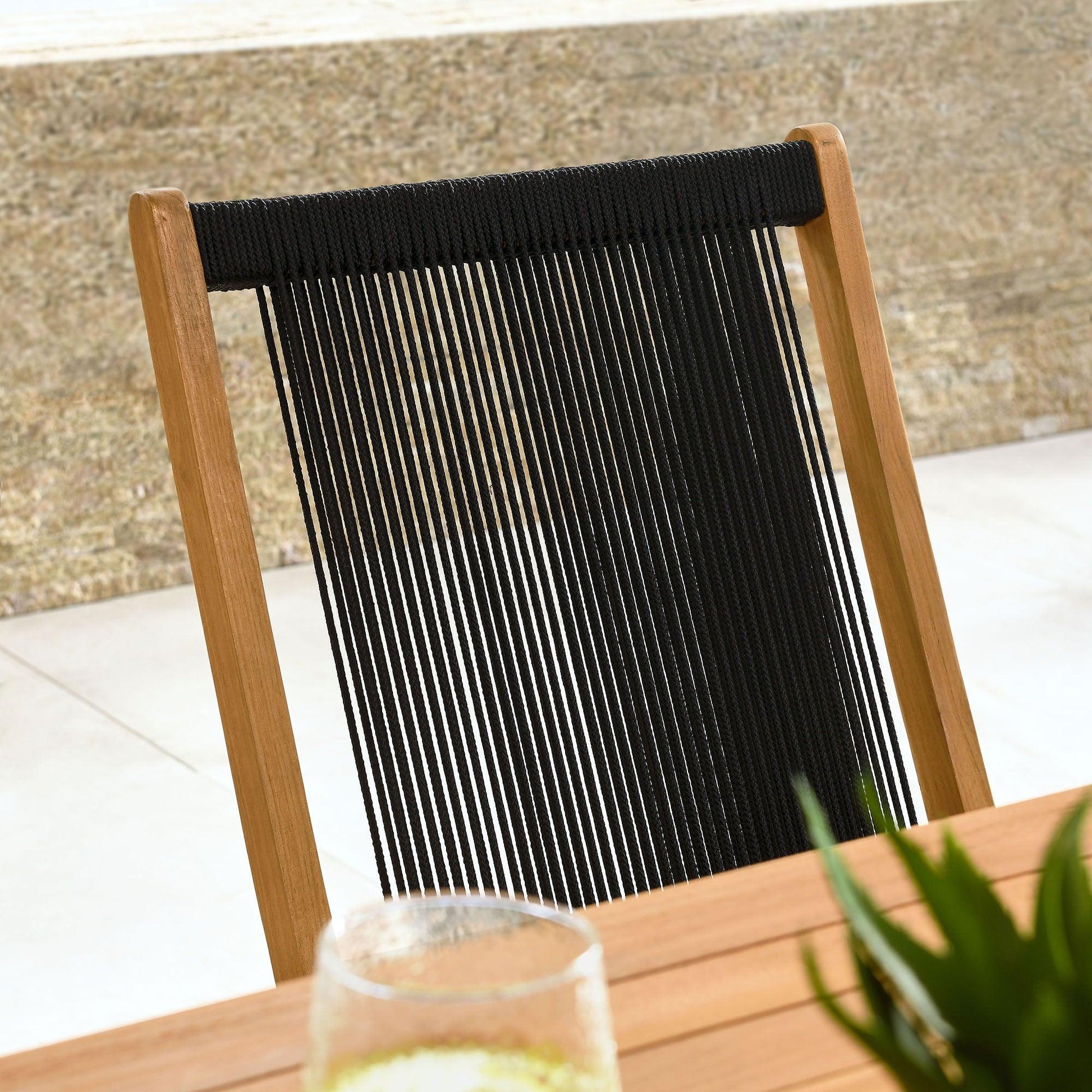 Vienna Outdoor Patio Teak and Rope Folding Chairs Set of 4 by Modway FredCo