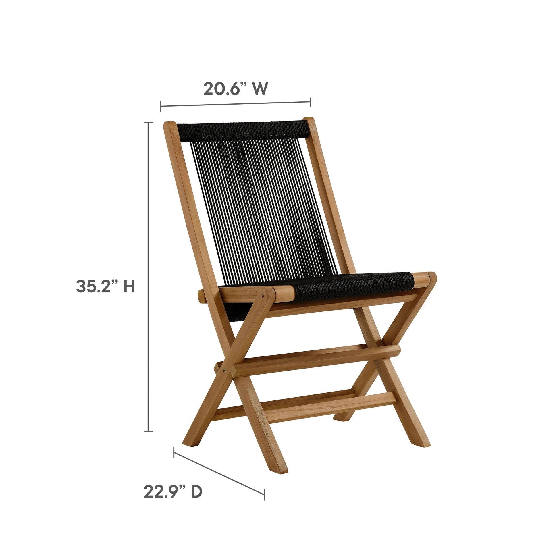 Vienna Outdoor Patio Teak and Rope Folding Chairs Set of 4 by Modway FredCo