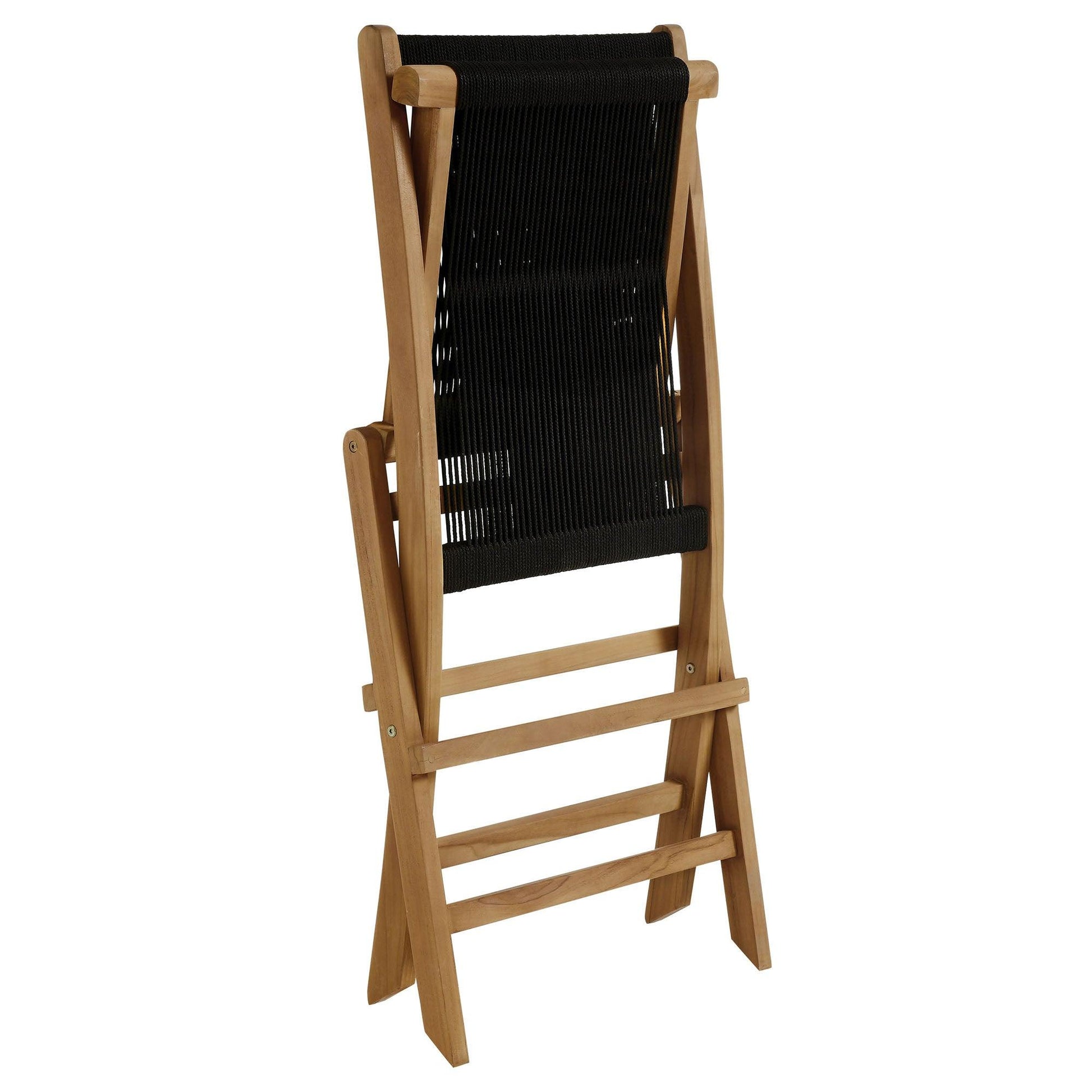 Vienna Outdoor Patio Teak and Rope Folding Chairs Set of 4 by Modway FredCo