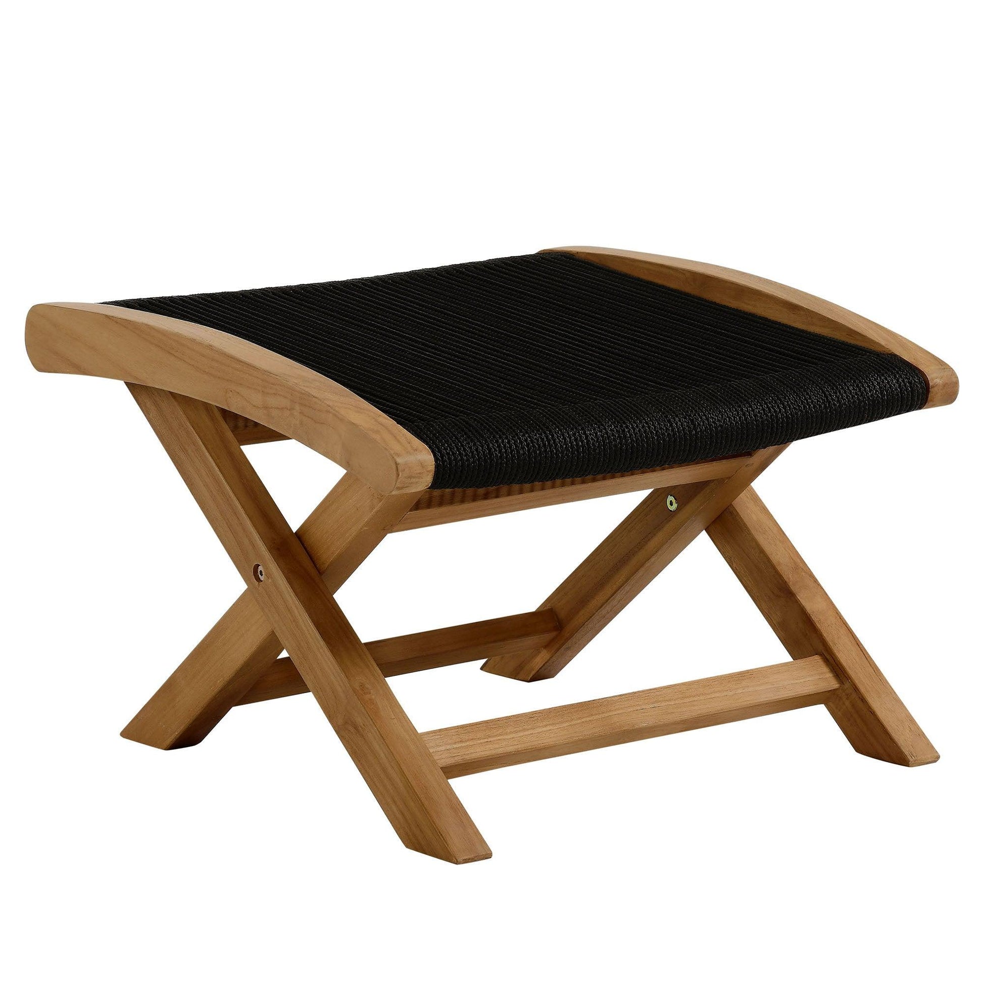 Vienna Outdoor Patio Teak and Rope Folding Ottoman by Modway FredCo