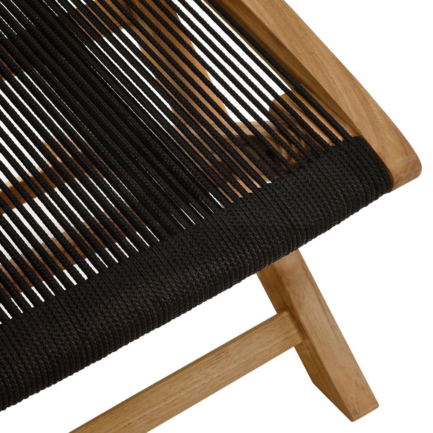 Vienna Outdoor Patio Teak and Rope Folding Ottoman by Modway FredCo