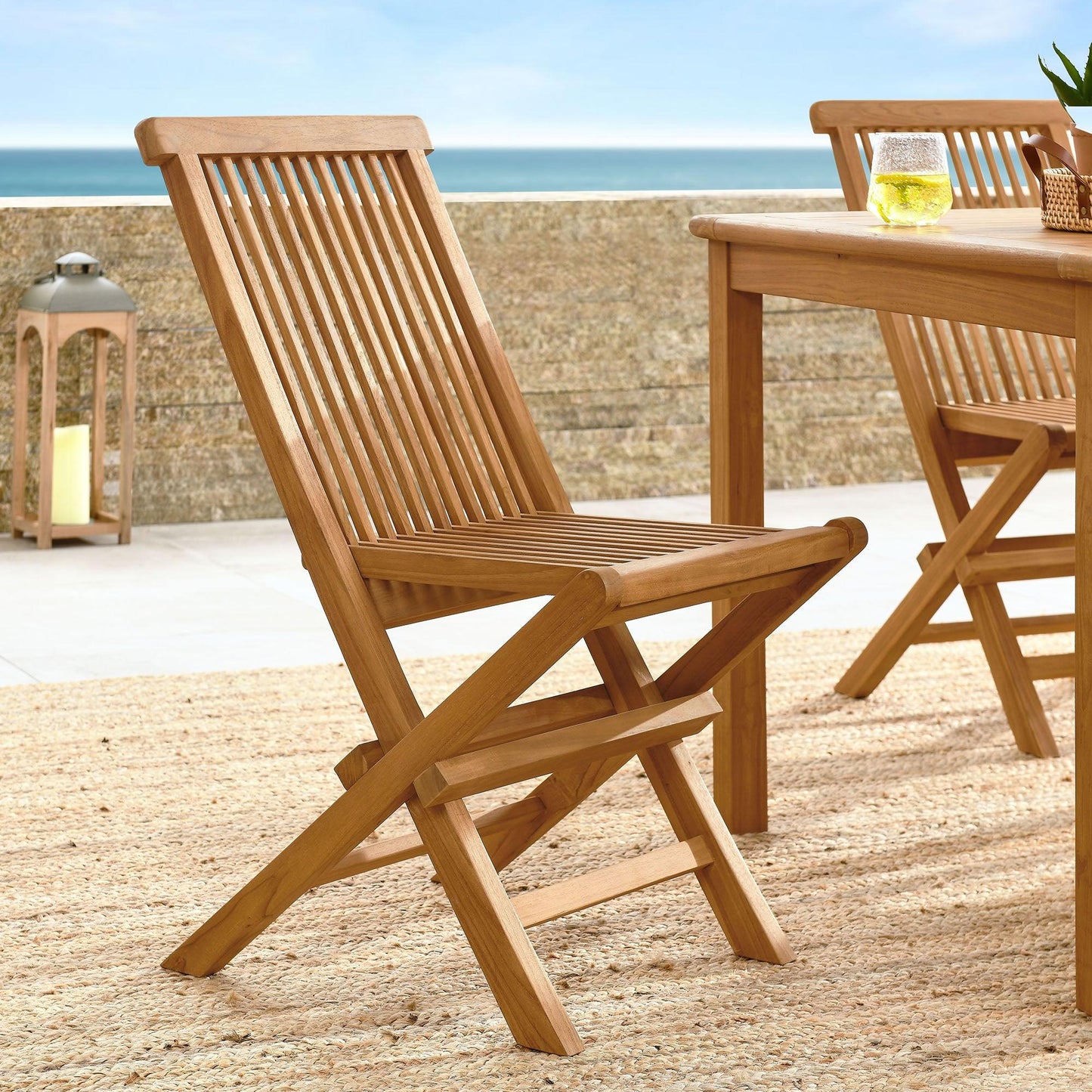 Vienna Outdoor Patio Teak Wood Folding Dining Chairs Set of 4 by Modway FredCo