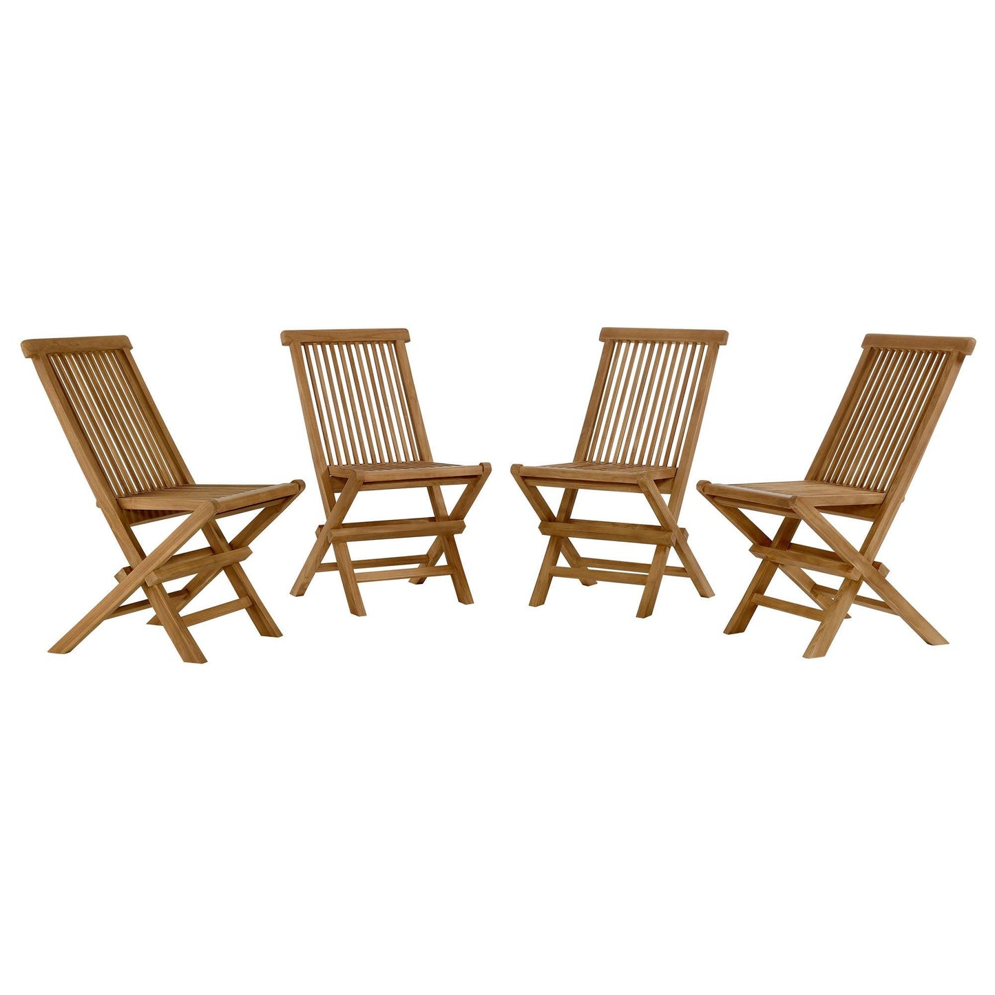 Vienna Outdoor Patio Teak Wood Folding Dining Chairs Set of 4 by Modway FredCo