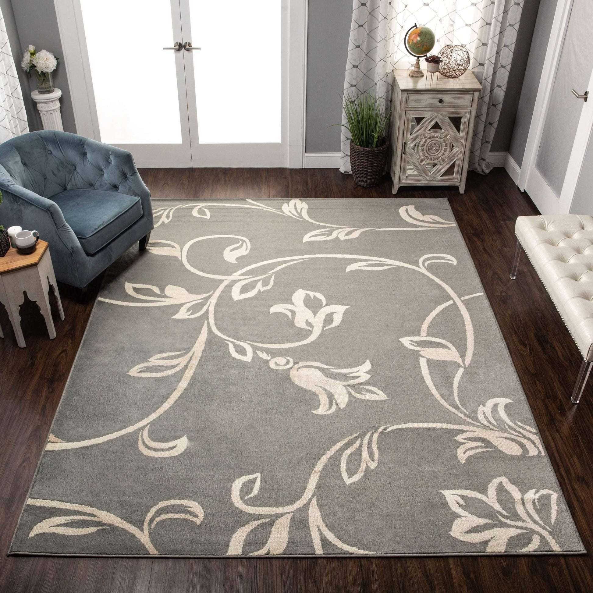 Vine Modern Floral Filigree Pattern Rug FredCo