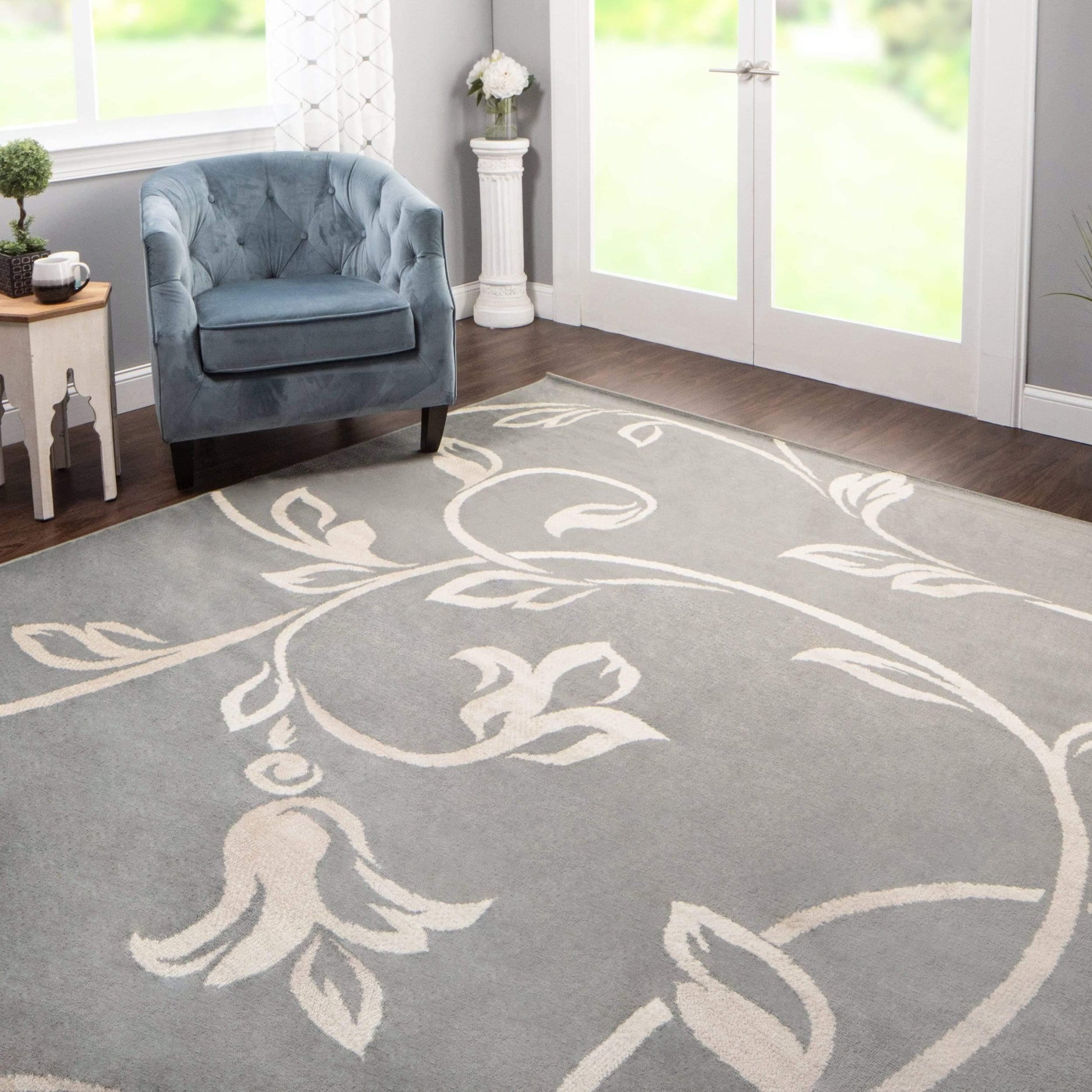 Vine Modern Floral Filigree Pattern Rug FredCo