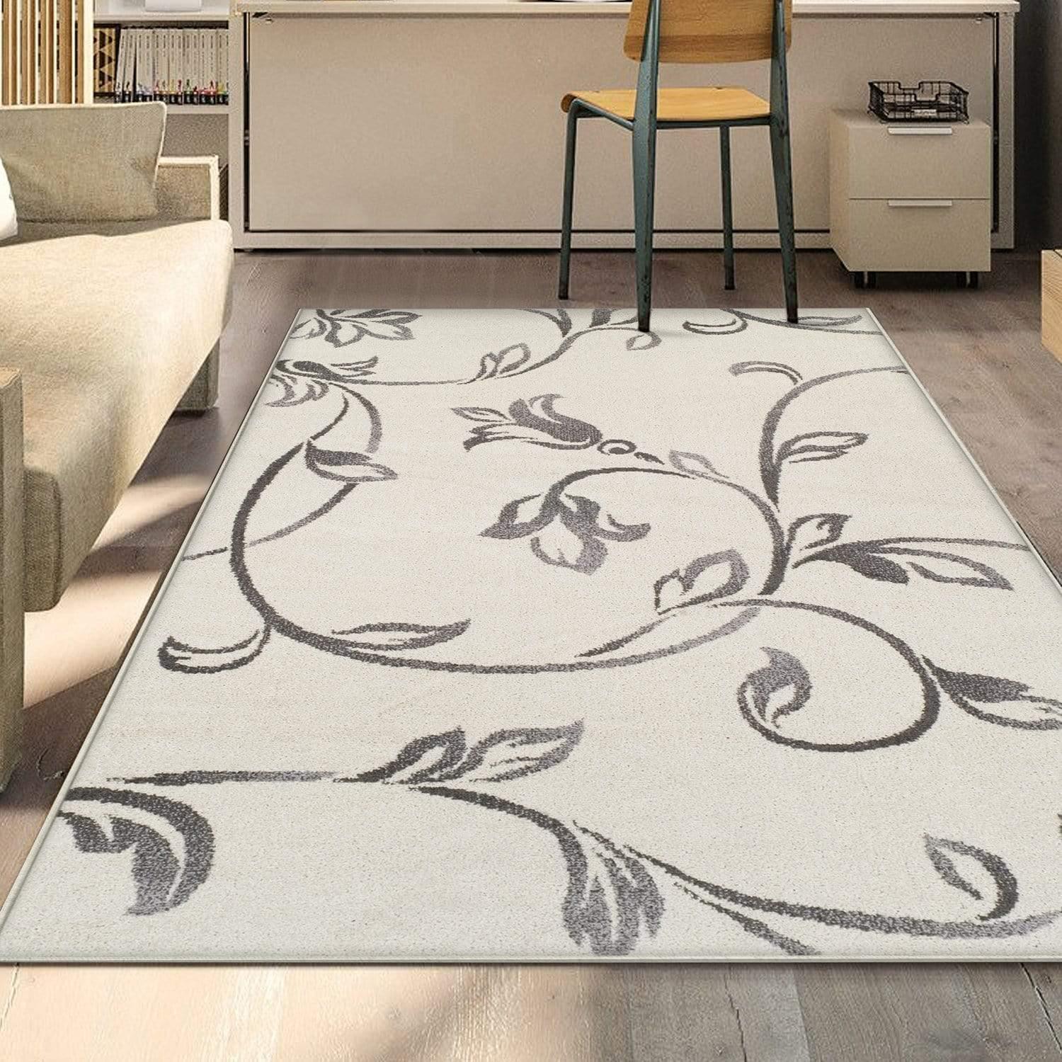 Vine Modern Floral Filigree Pattern Rug FredCo