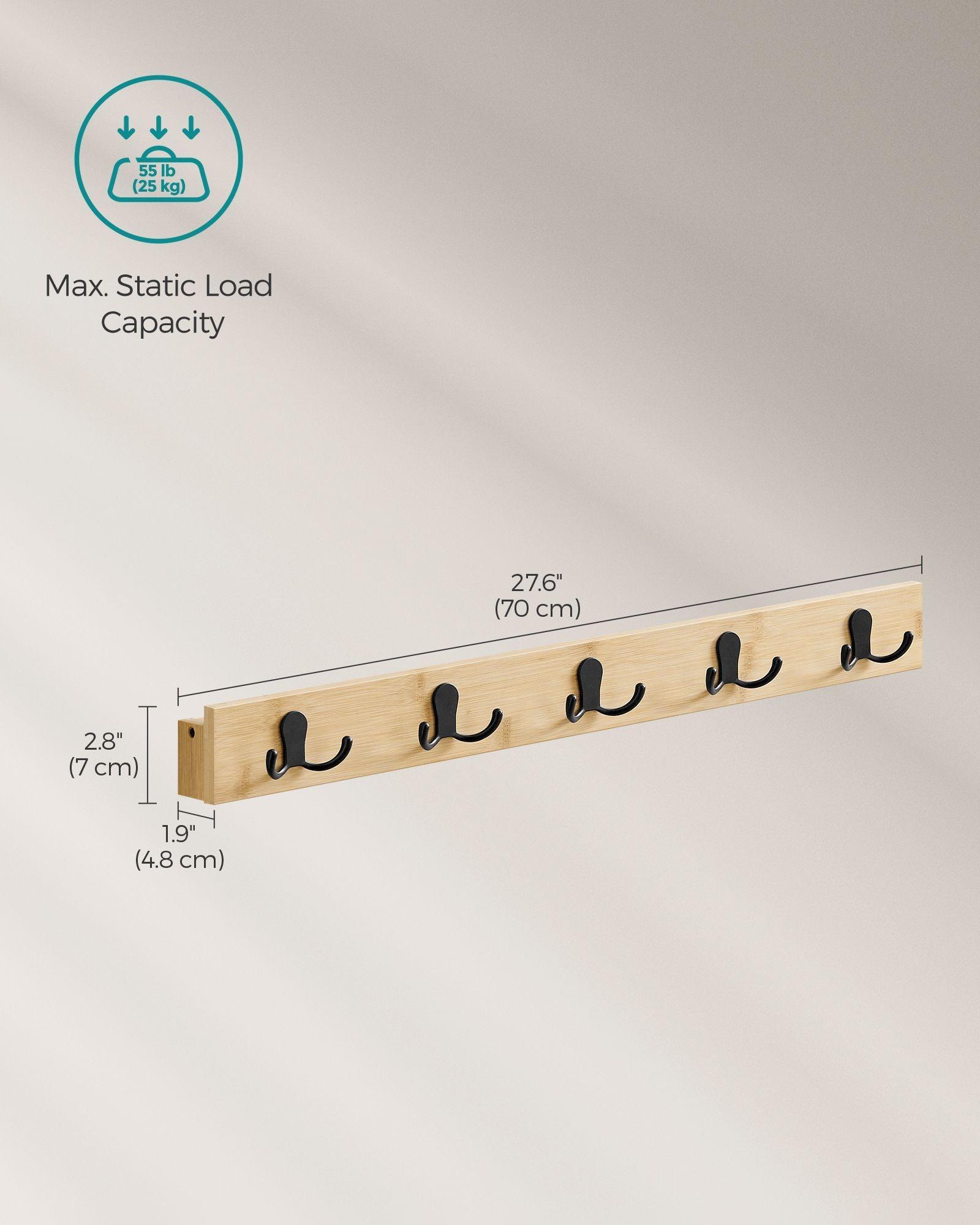 Wall-Mounted Coat Rack with 5 Hooks Natural Beige FredCo