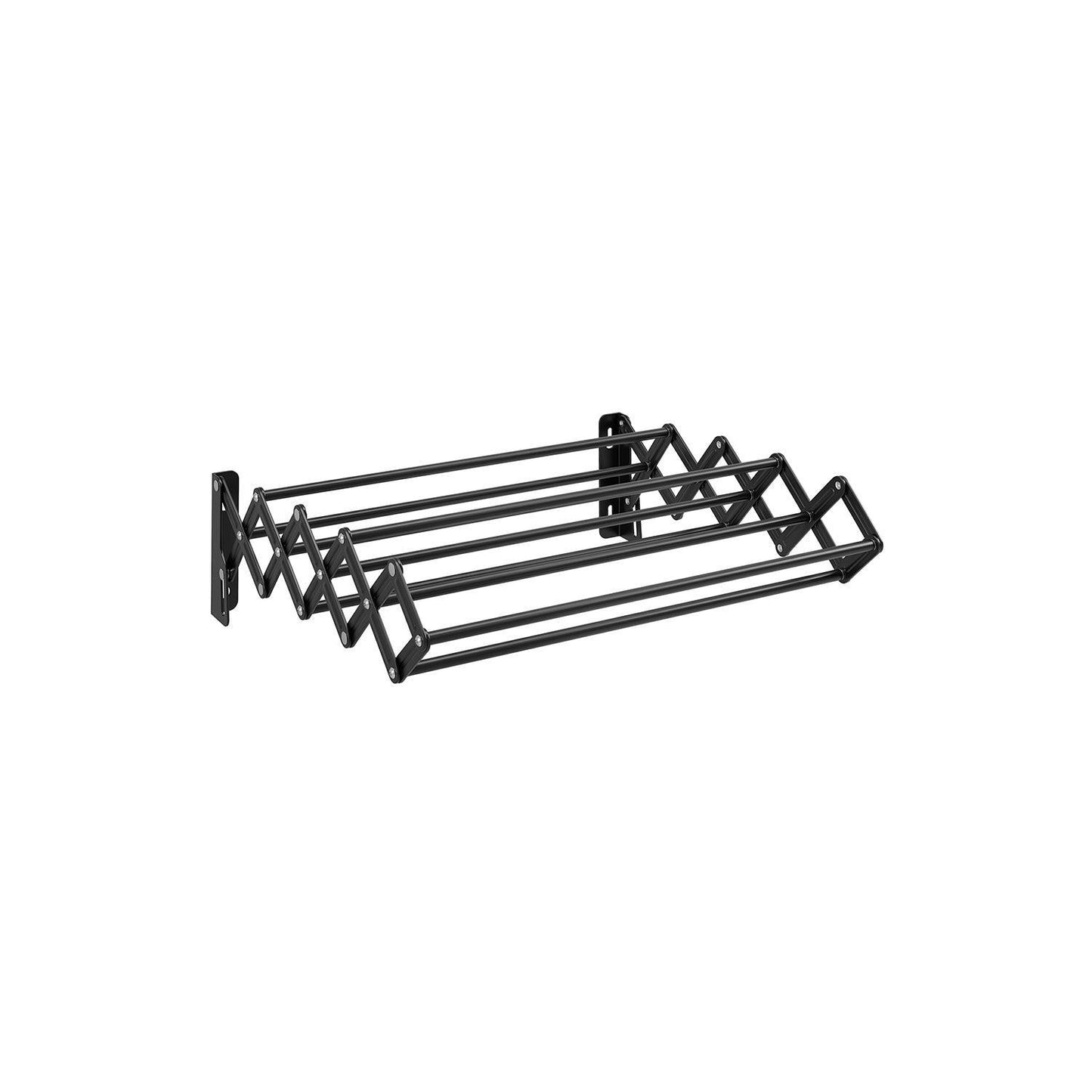 Wall-Mounted Expandable Steel Clothes Drying Rack with 9 Hanging Rods Ink Black FredCo