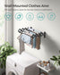 Wall-Mounted Expandable Steel Clothes Drying Rack with 9 Hanging Rods Ink Black FredCo