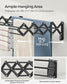 Wall-Mounted Expandable Steel Clothes Drying Rack with 9 Hanging Rods Ink Black FredCo