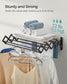 Wall-Mounted Expandable Steel Clothes Drying Rack with 9 Hanging Rods Ink Black FredCo