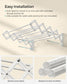 Wall-Mounted Expandable Steel Clothes Drying Rack with 9 Rods Cloud White FredCo