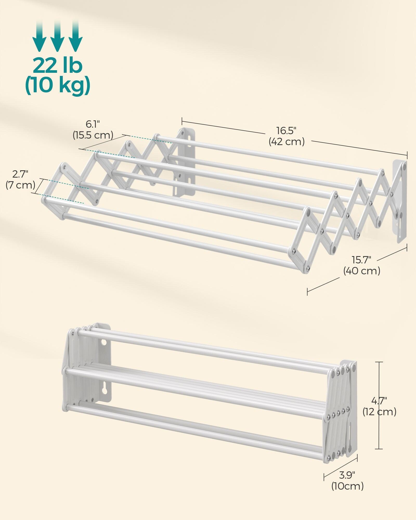 Wall-Mounted Expandable Steel Clothes Drying Rack with 9 Rods Cloud White FredCo