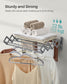 Wall-Mounted Expandable Steel Clothes Drying Rack with 9 Rods Dove Gray FredCo