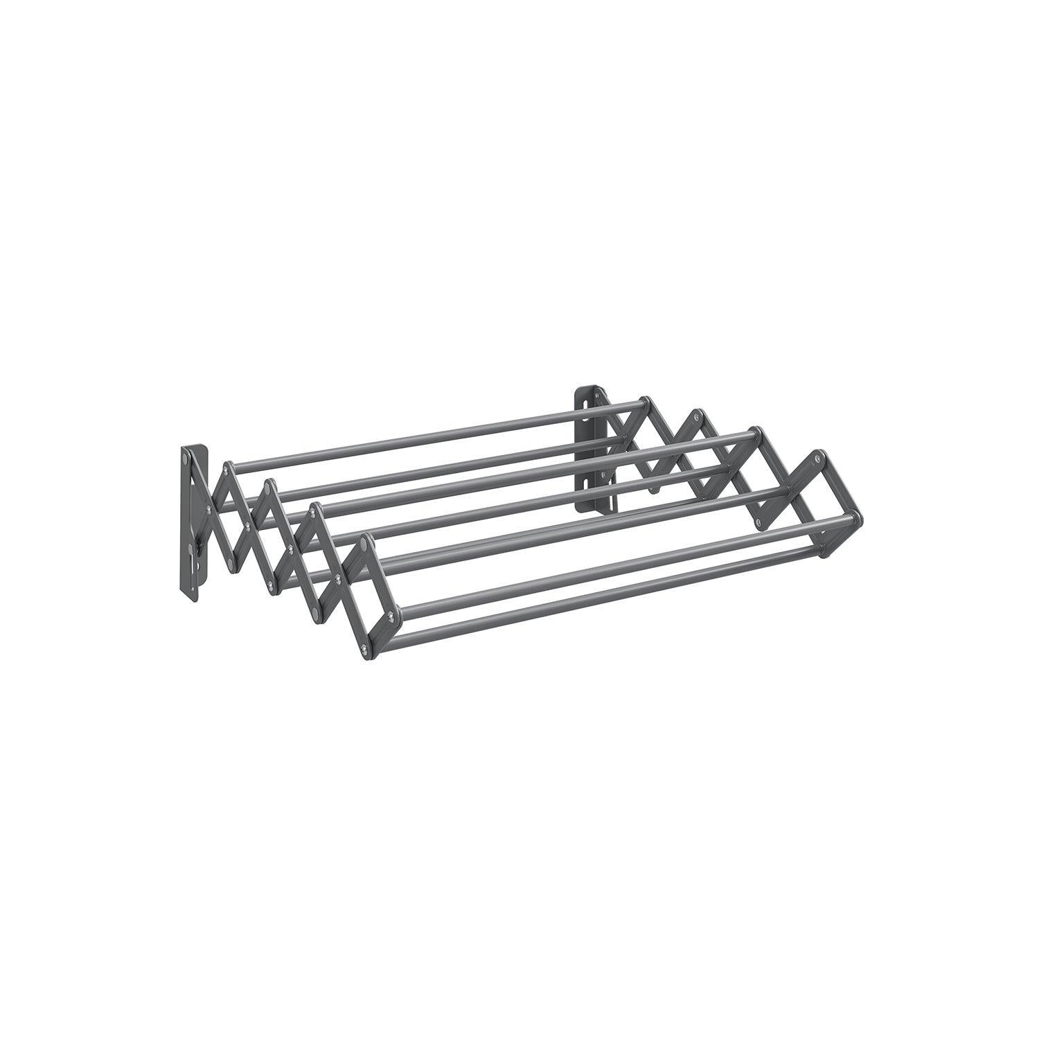 Wall-Mounted Expandable Steel Clothes Drying Rack with 9 Rods Dove Gray FredCo