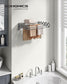 Wall-Mounted Expandable Steel Clothes Drying Rack with 9 Rods Dove Gray FredCo
