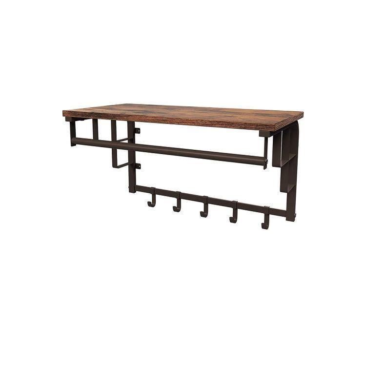 Wall Mounted Industrial Rack Rustic Brown FredCo