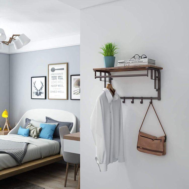 Wall Mounted Industrial Rack Rustic Brown FredCo