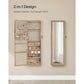 Wall Mounted Mirror Jewelry Cabinet Toasted Oak FredCo