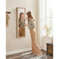 Wall Mounted Mirror Jewelry Cabinet Toasted Oak FredCo