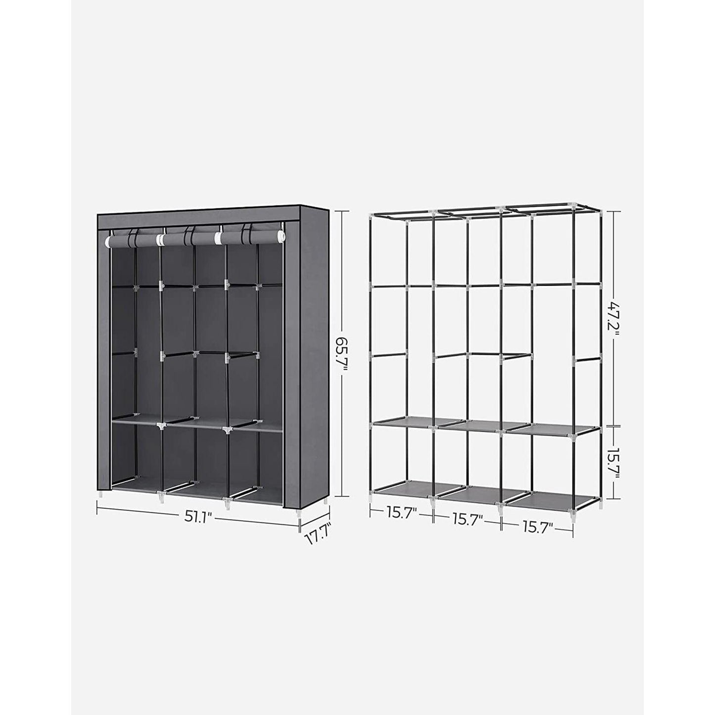 Wardrobe Closet Organizer with Cover FredCo