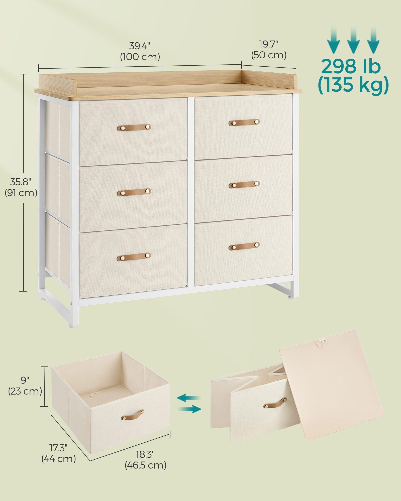 Water-Resistant Kids Dresser with 6 Drawers Sand Beige FredCo