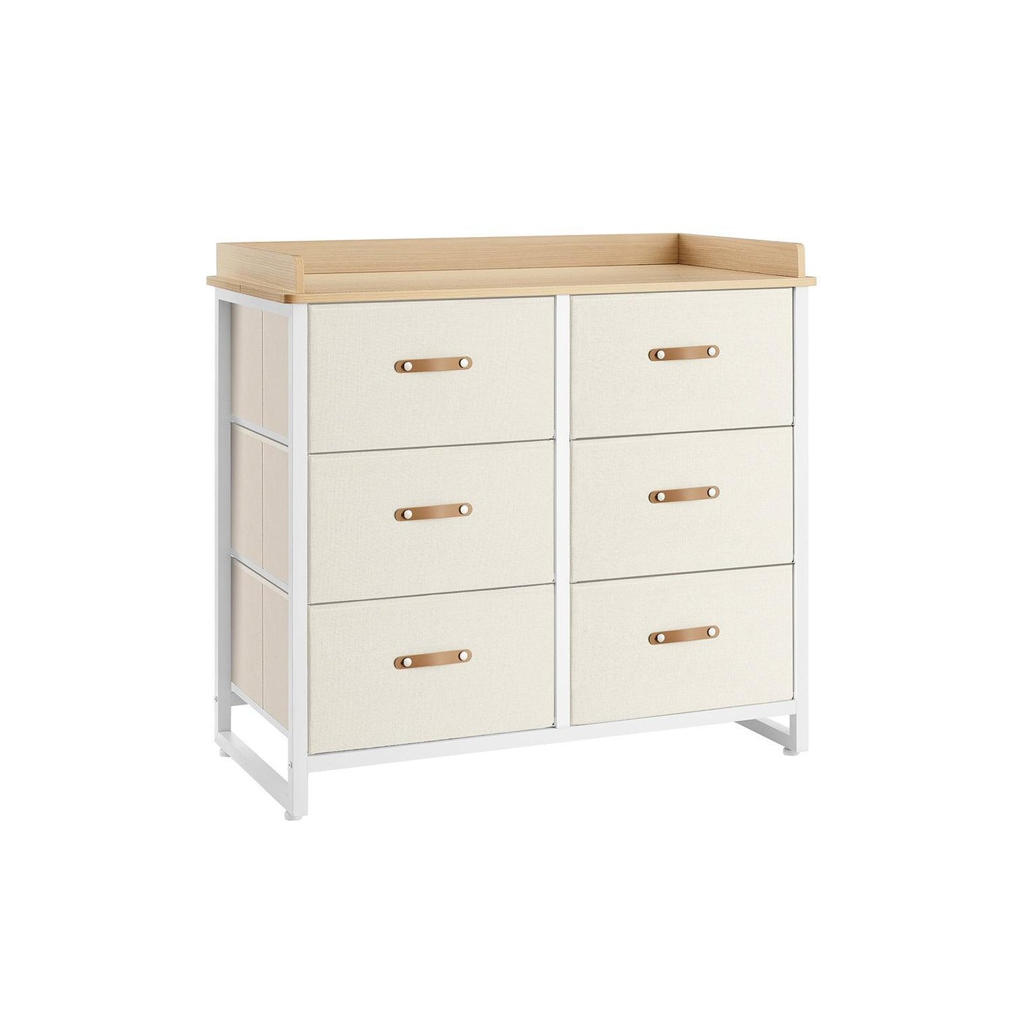 Water-Resistant Kids Dresser with 6 Drawers Sand Beige FredCo