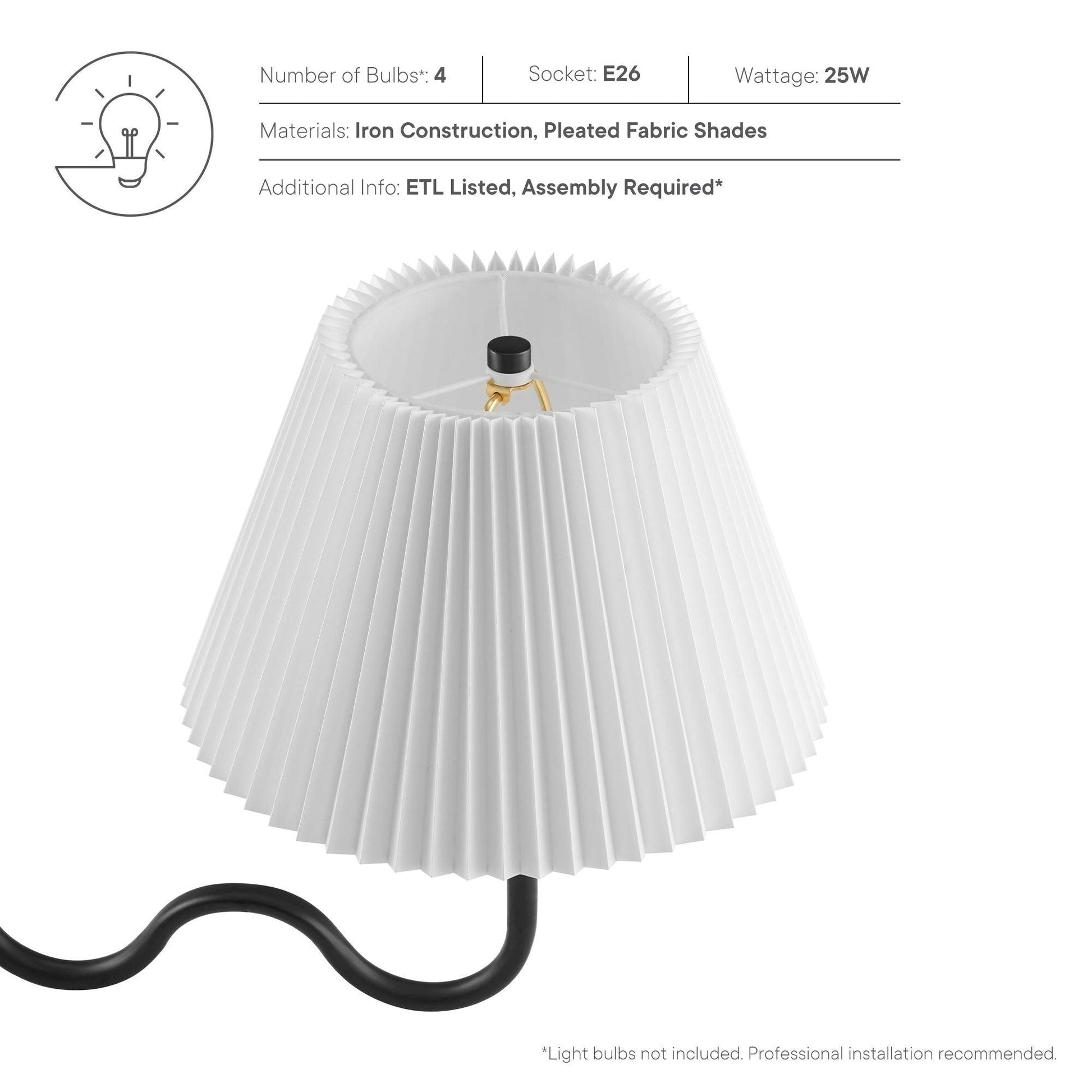 Wave Squiggle 4-Arm Pendant Light by Modway FredCo