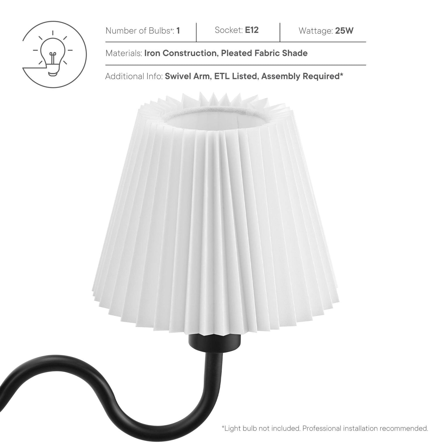 Wave Squiggle Arm Wall Sconce by Modway FredCo