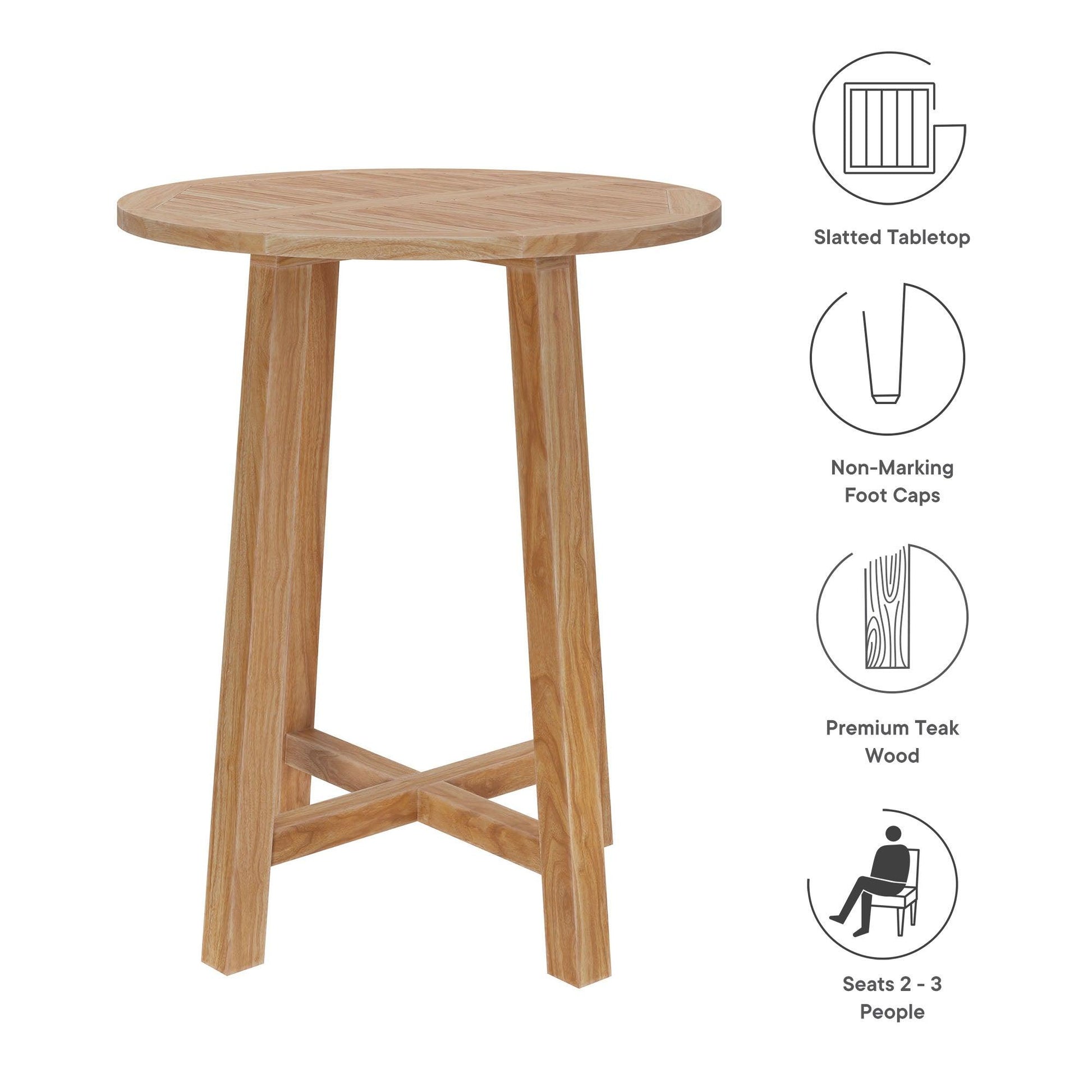 Wellspring 3-Piece Outdoor Patio Teak Wood Bar Set by Modway FredCo