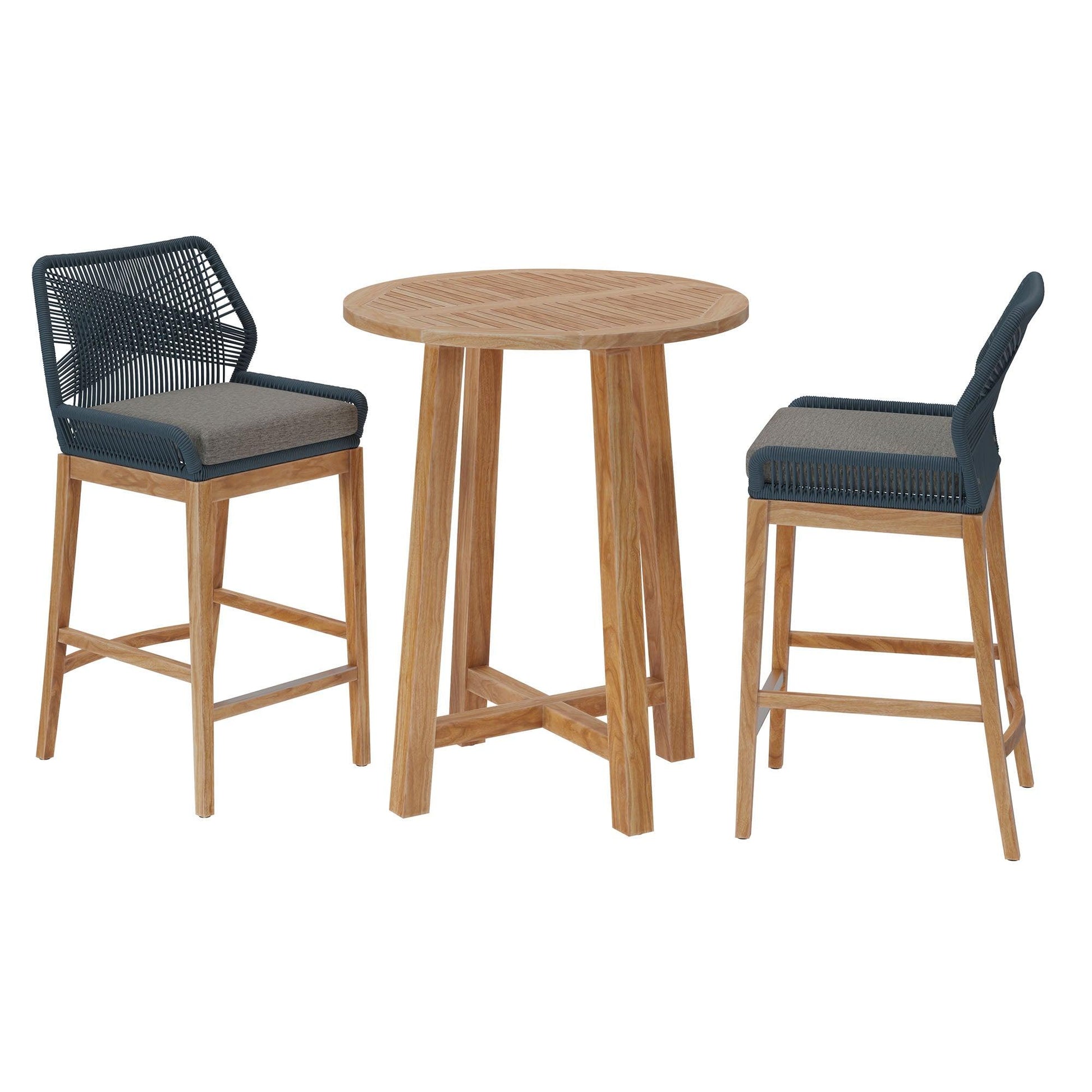 Wellspring 3-Piece Outdoor Patio Teak Wood Bar Set by Modway FredCo