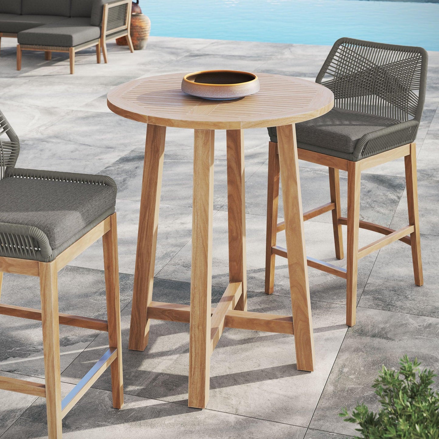 Wellspring 36" Outdoor Patio Teak Wood Bar Table by Modway FredCo