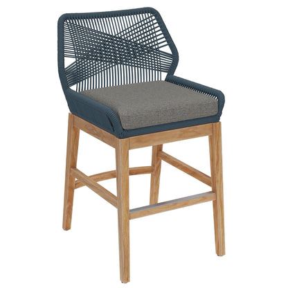 Wellspring Outdoor Patio Teak and Rope Counter Stool by Modway FredCo