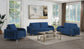 Wenona Blue Velvet 3 Pieces Living Room Set FredCo