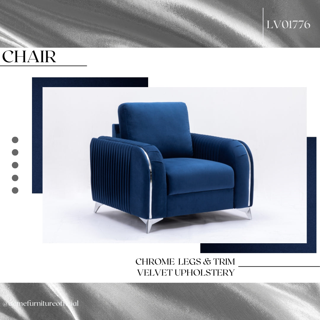 Wenona Blue Velvet Chair FredCo