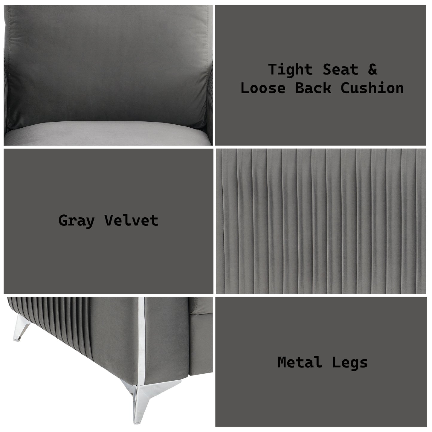 Wenona Gray Velvet Chair FredCo