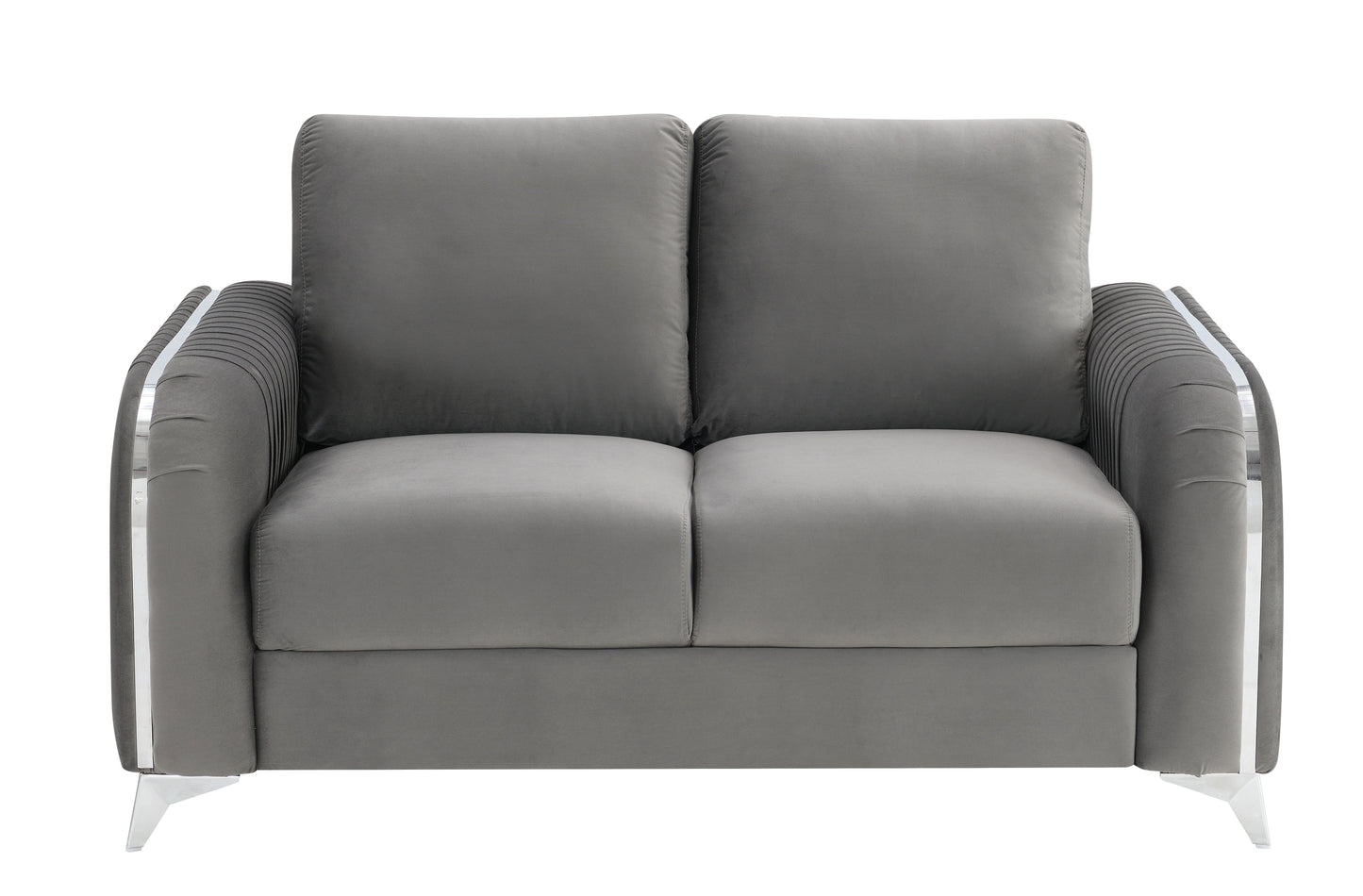 Wenona Gray Velvet Loveseat FredCo