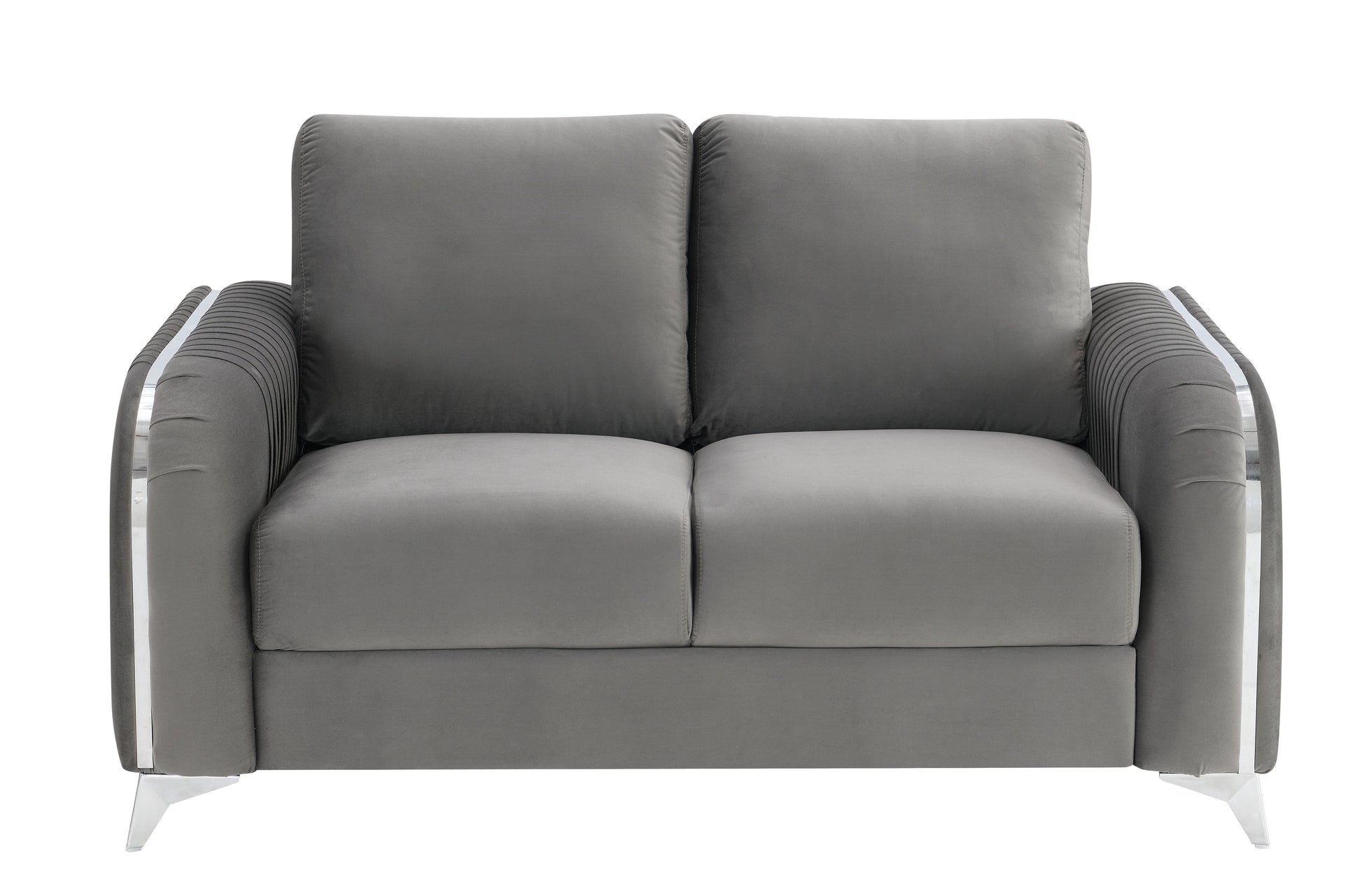 Wenona Gray Velvet Loveseat FredCo