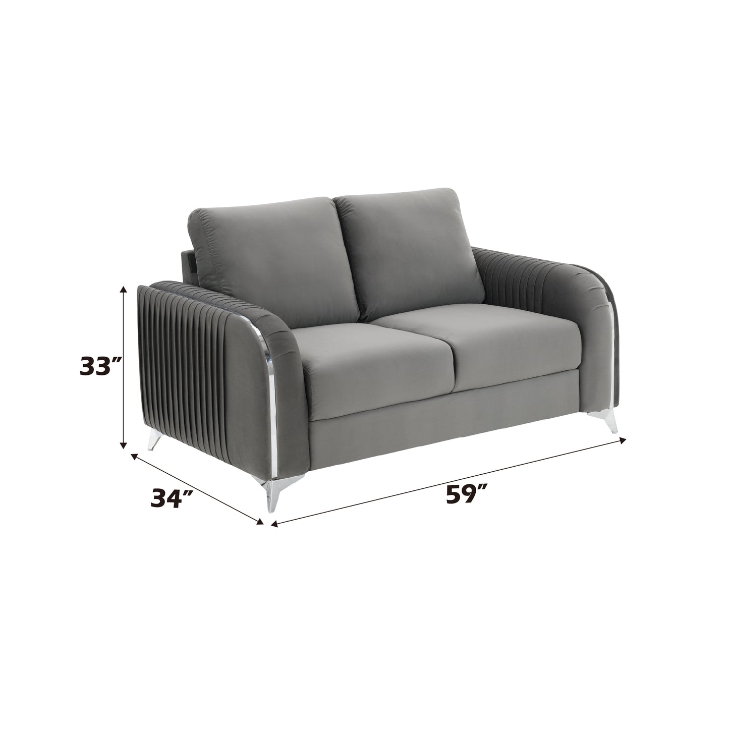 Wenona Gray Velvet Loveseat FredCo
